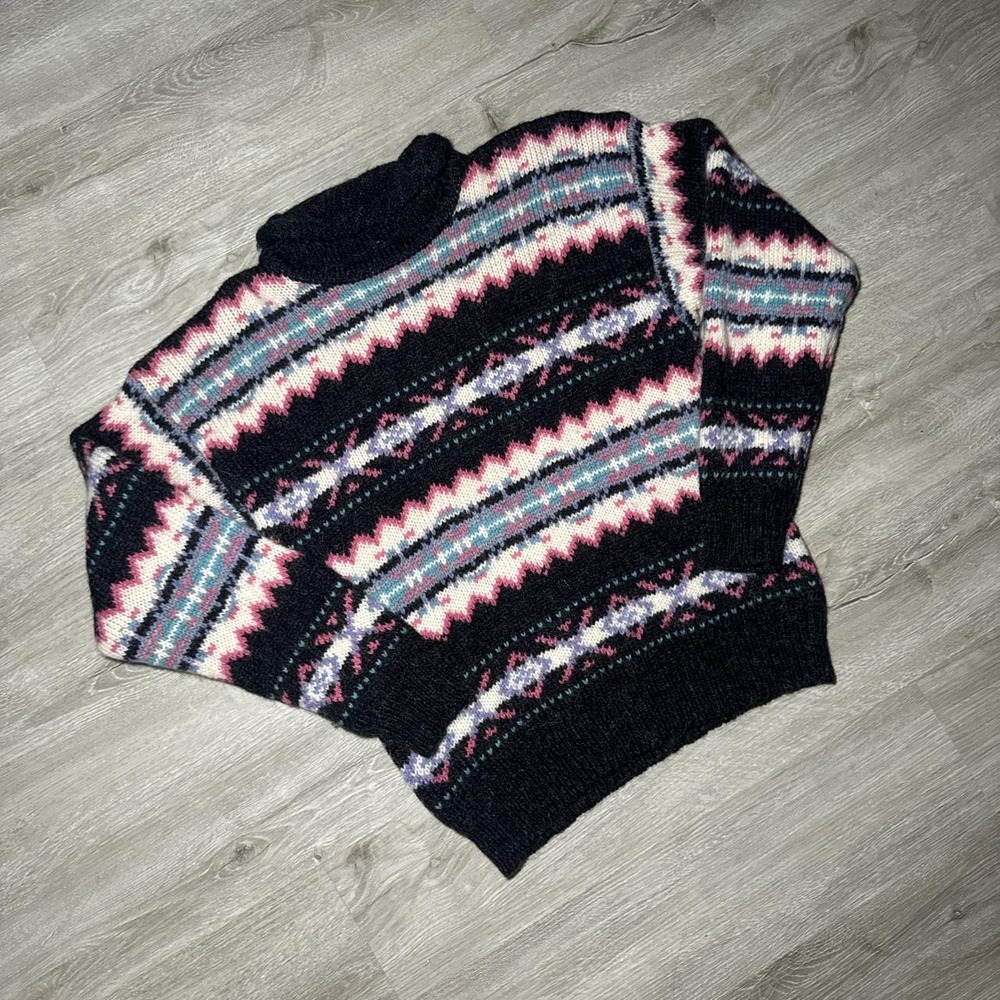 Vintage Wollrivh Women's Wool sweater with Aztec striping